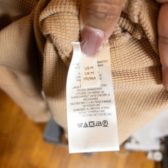 Free People We The Free Fuji Off-The-Shoulder Thermal Top Pale Camel Size M NWT - Picture 9 of 9